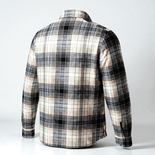 Men's Classic Plaid Flannel Shirt with Snap Buttons