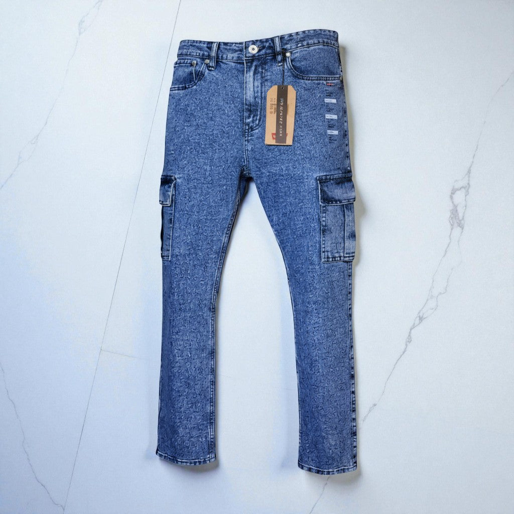 Men's Stone Blue Straight Fit Jeans - Stretchable & Durable