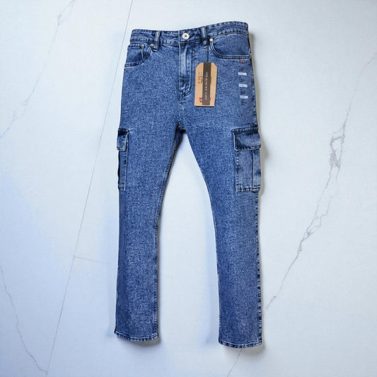 Men's Stone Blue Straight Fit Jeans - Stretchable & Durable