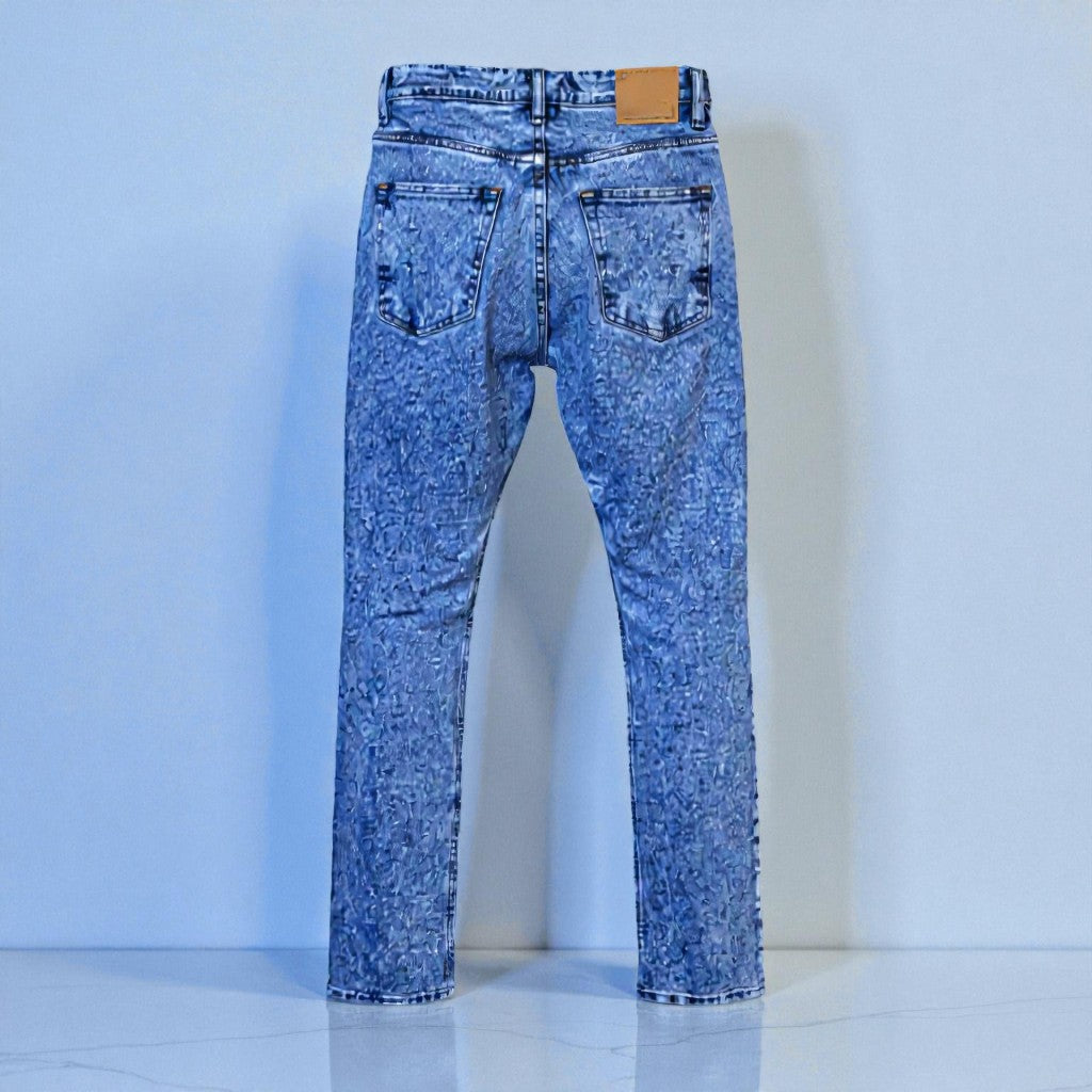 Men's Stone Blue Straight Fit Jeans - Stretchable & Durable