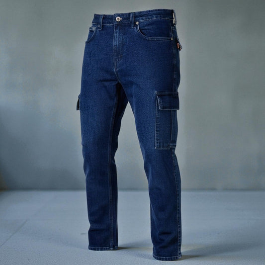 Men's Navy Blue Straight Fit Jeans - Stretchable Comfort