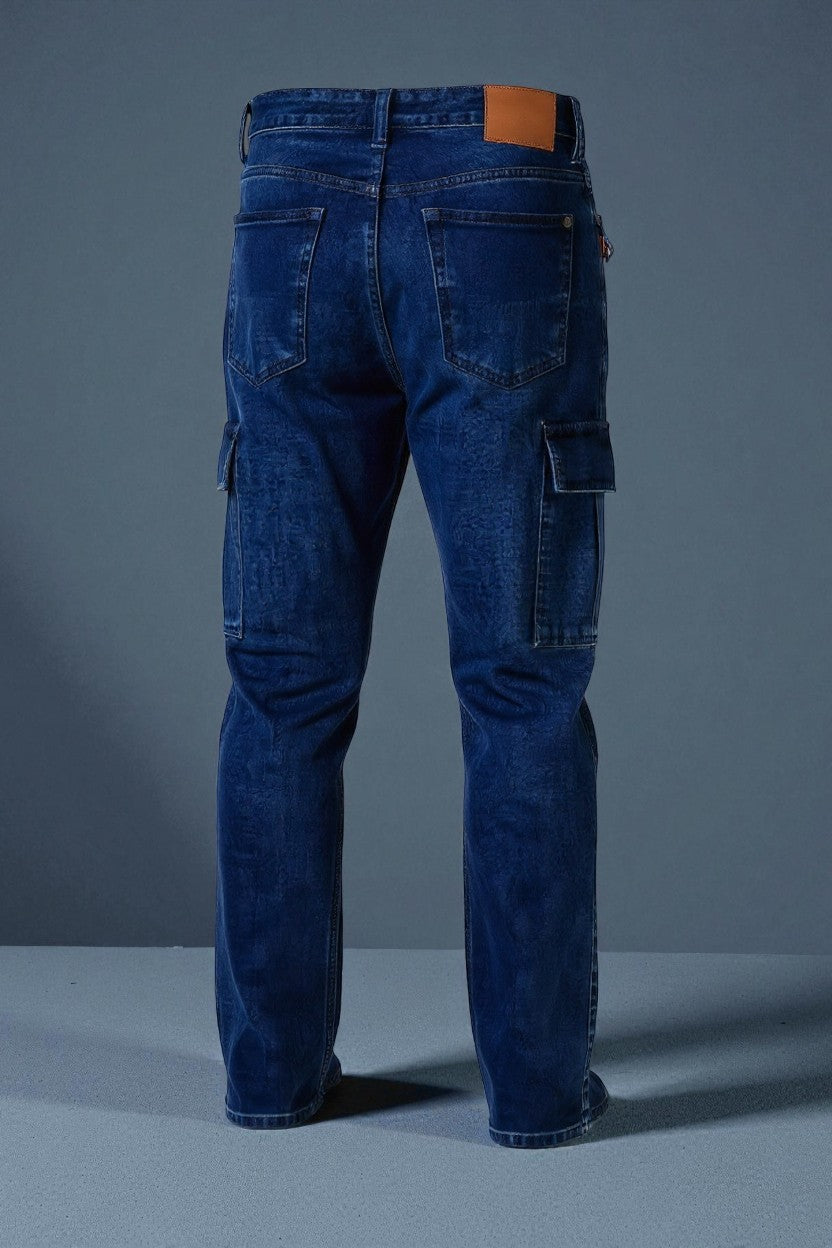 Men's Navy Blue Straight Fit Jeans - Stretchable Comfort