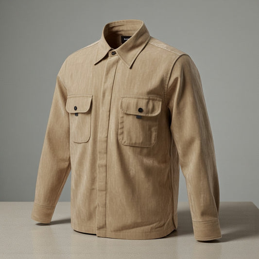 Premium Casual Shirt (Beige) | Soft Texture & Classic Fit