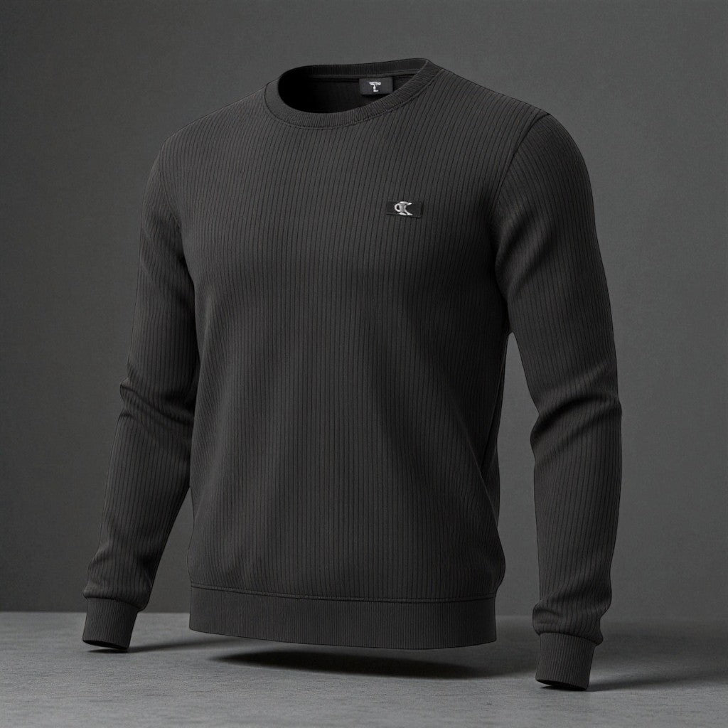 Classic Black Sweatshirt with Subtle Logo | Casual Comfort for Men