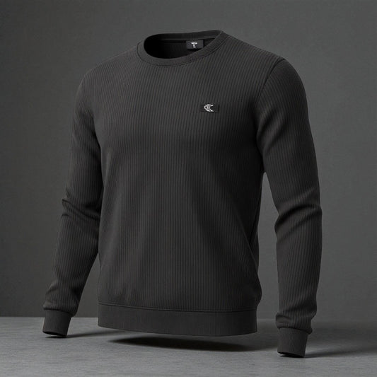Classic Black Sweatshirt with Subtle Logo | Casual Comfort for Men