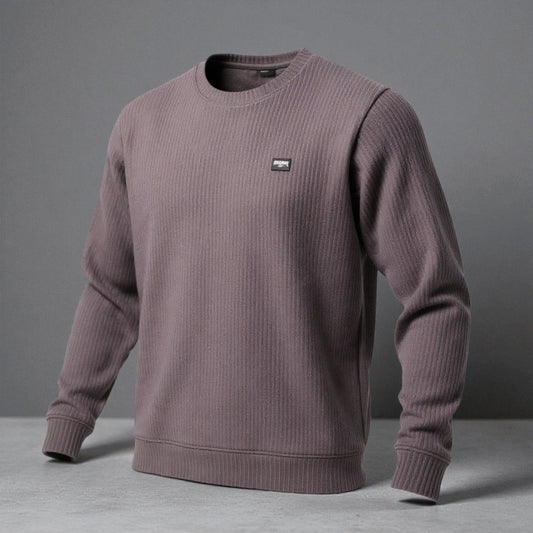 Men's Mauve Ribbed Crewneck Sweatshirt | Premium China Fabric