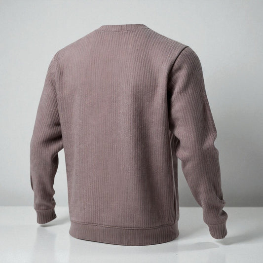 Men's Mauve Ribbed Crewneck Sweatshirt | Premium China Fabric